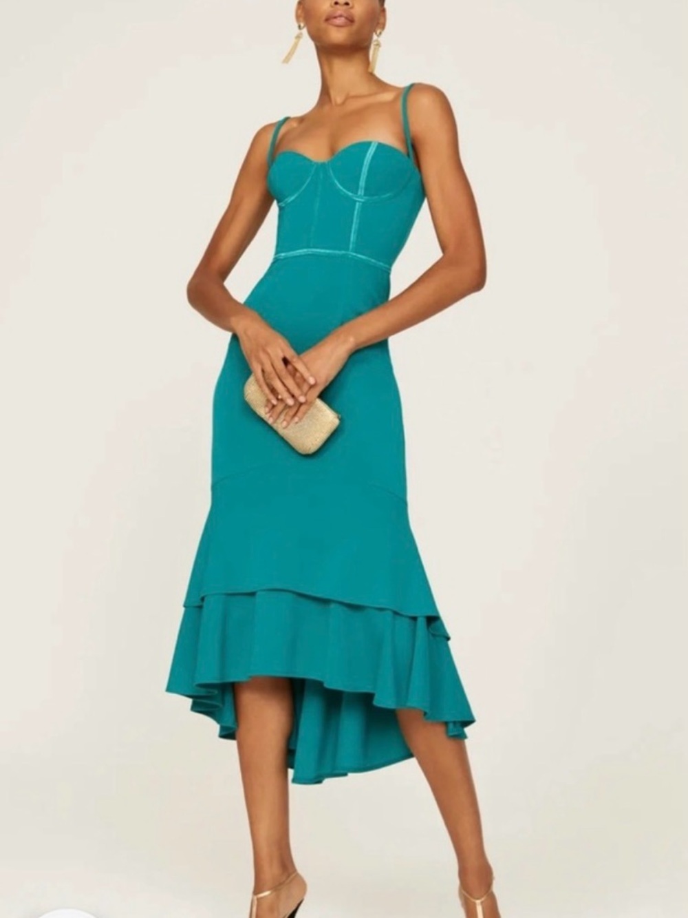 Katie May Loren Mermaid Bustier Midi Dress Teal Size Medium